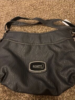 Rosetti Black Faux Leather Hobo Shoulder Bag